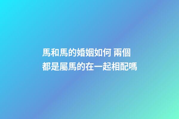 馬和馬的婚姻如何 兩個都是屬馬的在一起相配嗎-第1張-觀點-玄機派